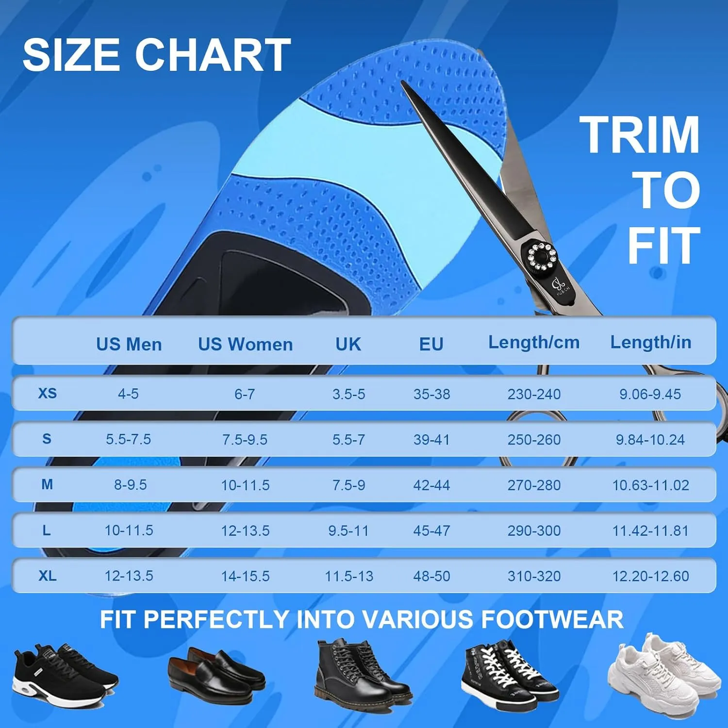 (220  lbs) Plantar Fasciitis High Arch Support Insoles, RooRuns Heavy Duty Support Pain Relief Shoe Inserts for Flat Feet, Orthotics for Men and Women Working Running Walking