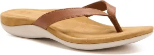 ABEO Women's Oasis Flip Flops | Arch Support Flip Flops | Brown Leather Orthopedic Sandals