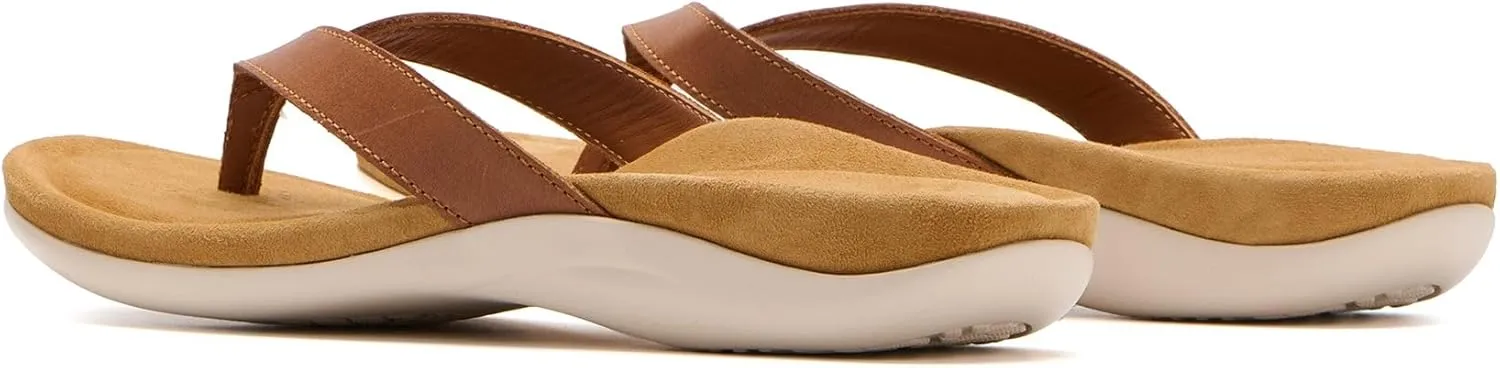 ABEO Women's Oasis Flip Flops | Arch Support Flip Flops | Brown Leather Orthopedic Sandals