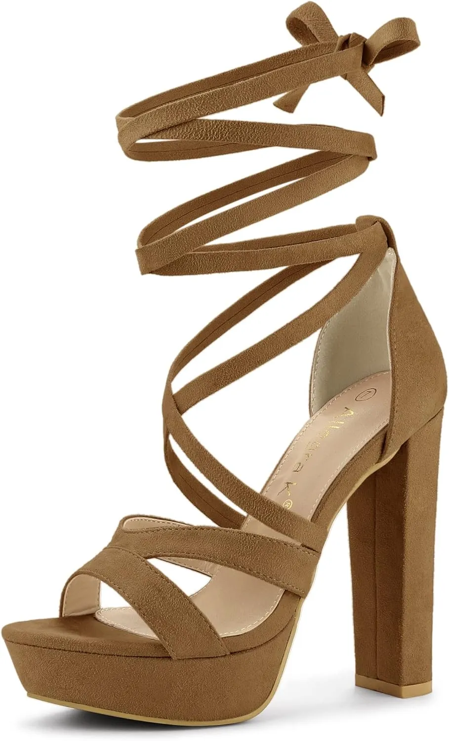 Allegra K Women's Lace Up Platform Chunky High Heels Sandals