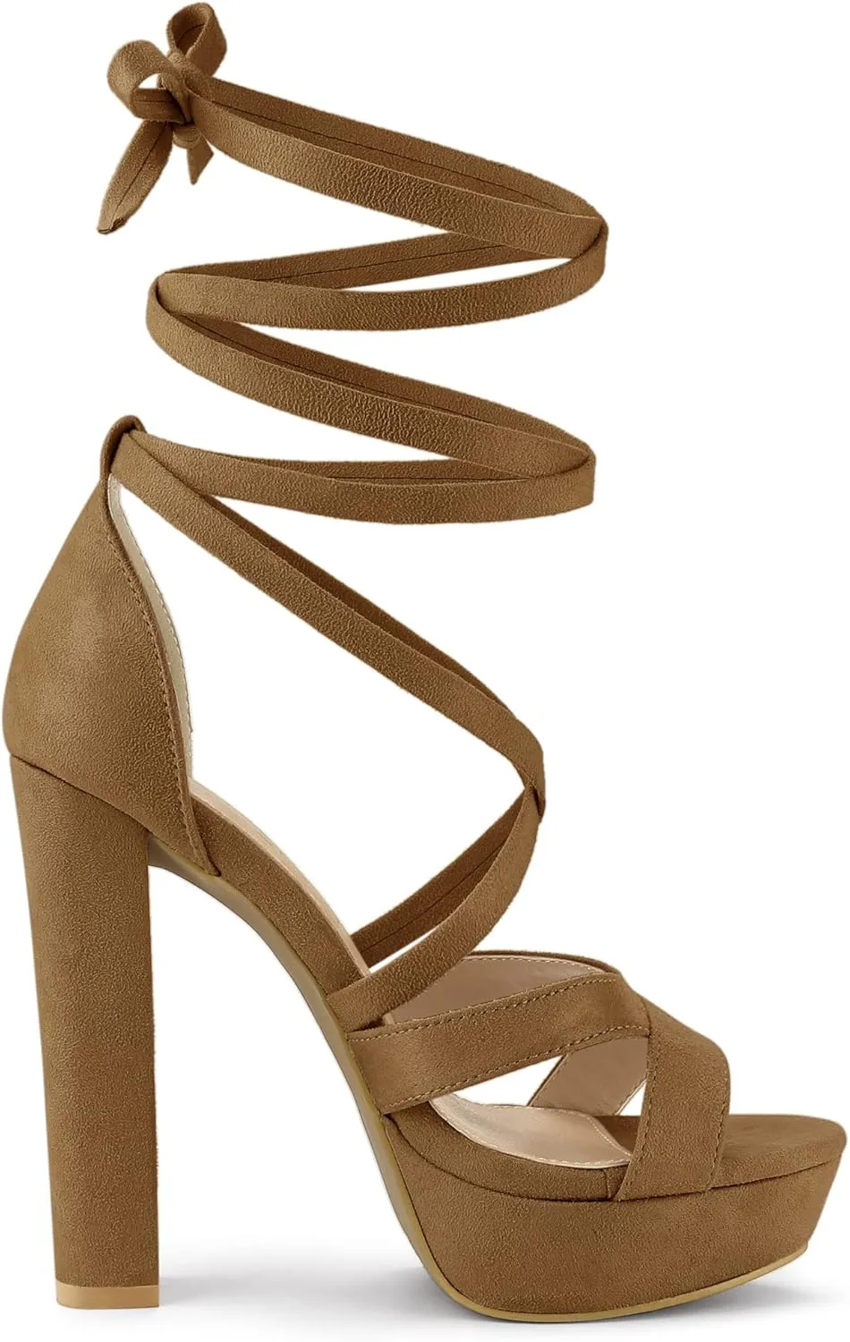 Allegra K Women's Lace Up Platform Chunky High Heels Sandals