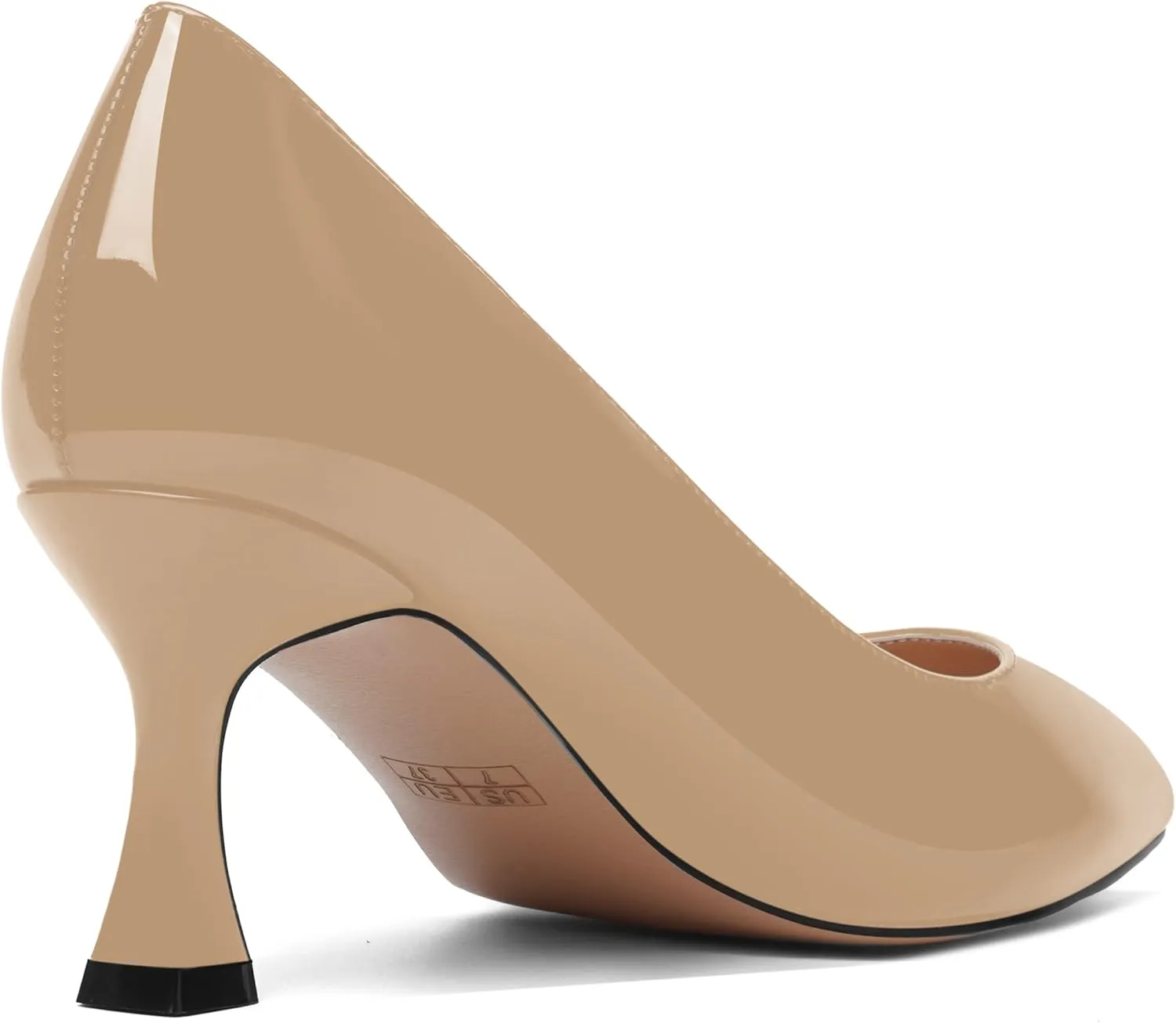AMBELIGHT Womens Office Slip On Patent Solid Pointed Toe Casual Kitten Mid Heel Pumps Shoes 2.5 Inch