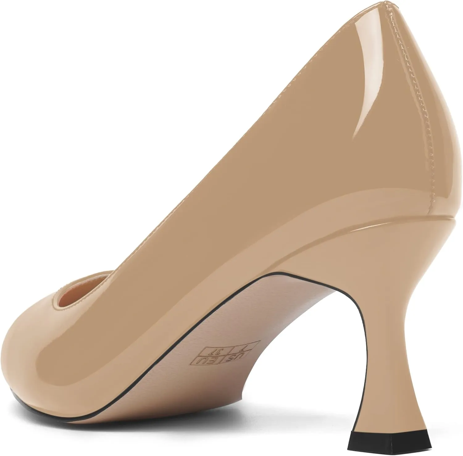 AMBELIGHT Womens Office Slip On Patent Solid Pointed Toe Casual Kitten Mid Heel Pumps Shoes 2.5 Inch