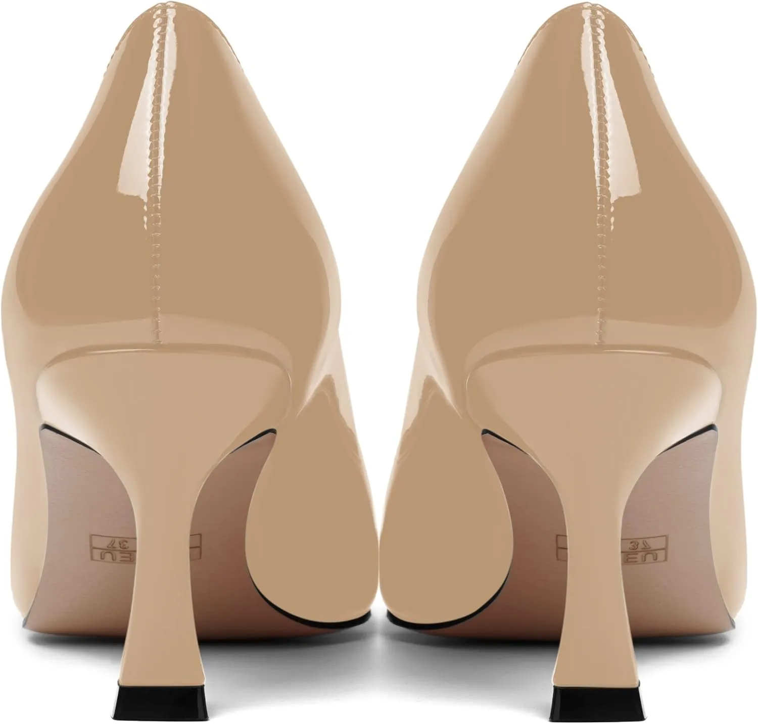 AMBELIGHT Womens Office Slip On Patent Solid Pointed Toe Casual Kitten Mid Heel Pumps Shoes 2.5 Inch