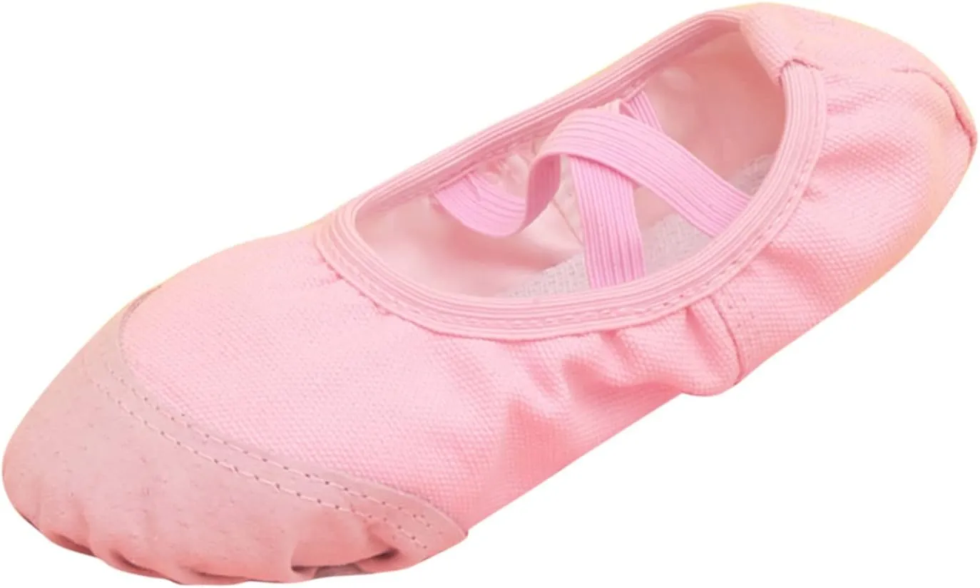 Ballet Shoes for Girls Toddler Ballet Slippers Soft Leather Boys Dance Shoes Dance Shoe Canvas Split (Pink, 4 Big Kids)