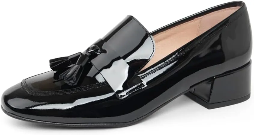Beckham Block Heel Tassel Loafer Black Patent / 8
