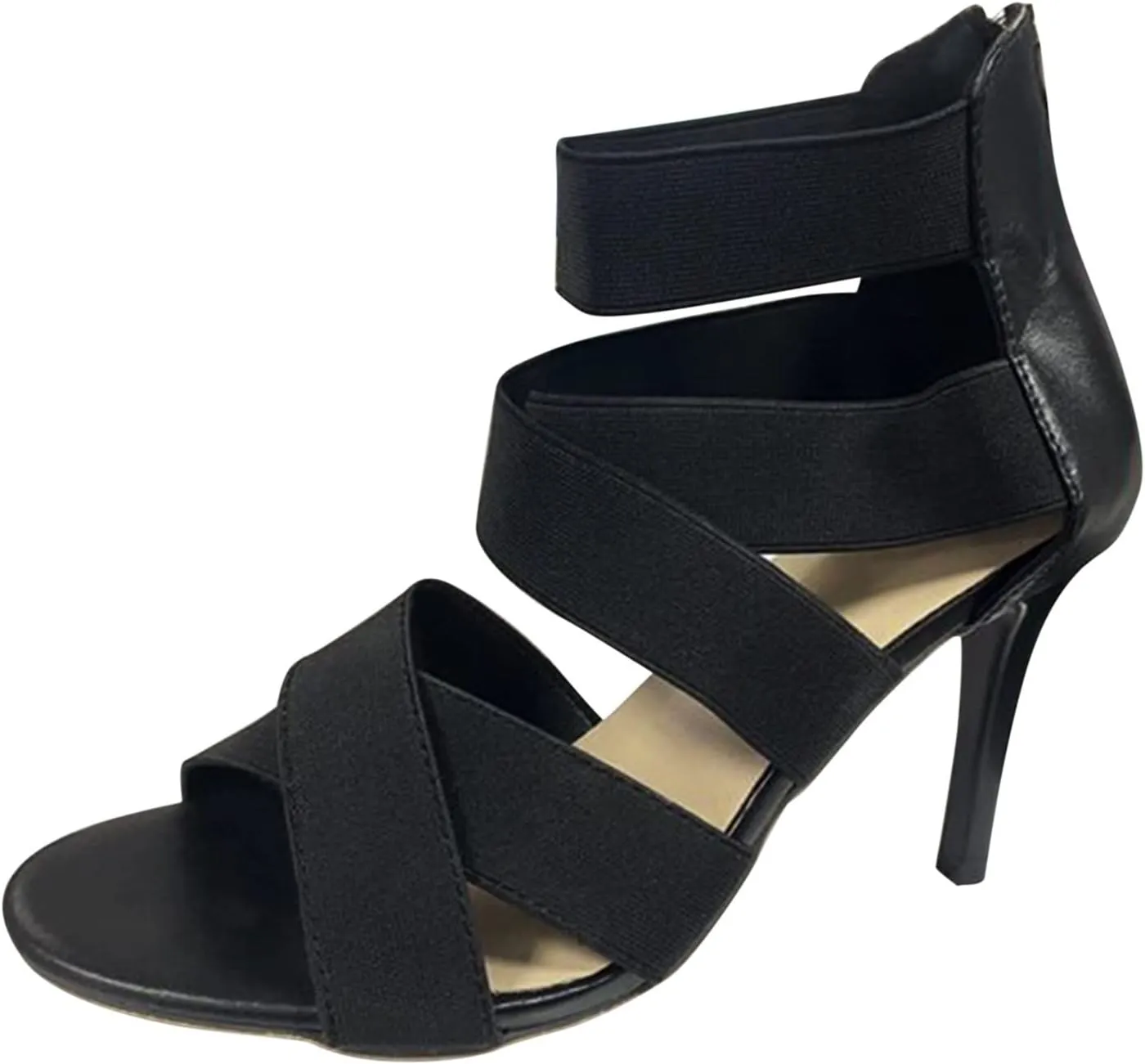 Black Zipper Shoes Women Super High Stiletto Sandals Ladies Thin High Heel Shoes Sandals Close for Women
