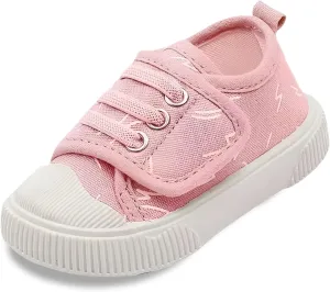 Boys Girls Sneakers Kids Cushioned Canvas Shoes Hook and Loops Walking Shoes for Toddler/Little Kid