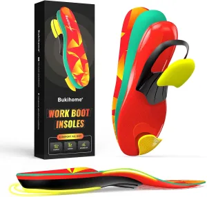 Bukihome Orthotic Insoles for Plantar Fasciitis Relief - Heavy Duty Work Insoles with Anti-Fatigue Arch Support, Shock Absorption & Heel Cushion - Men Women Shoe Inserts -XS
