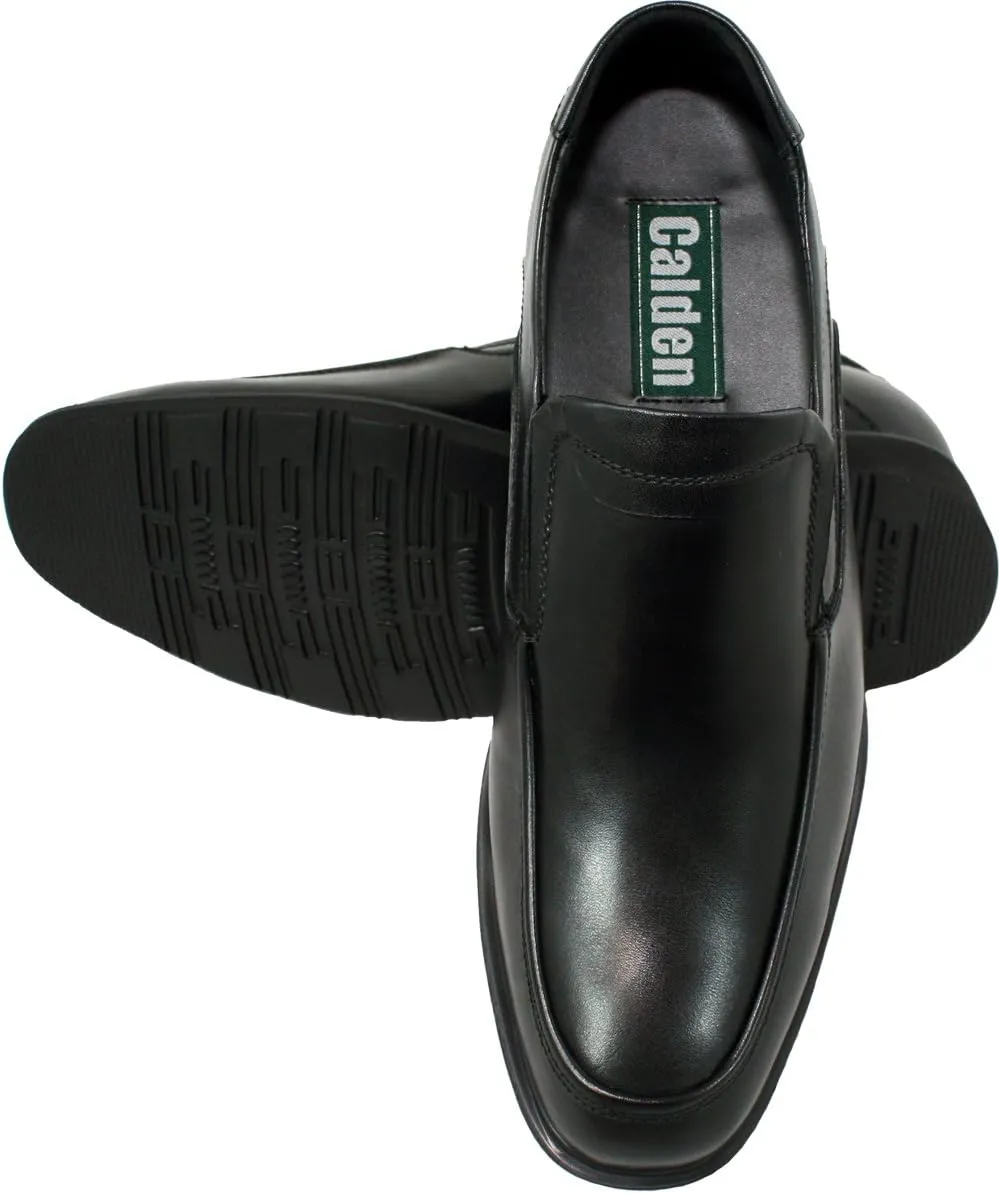 Calden Men's Invisible Height Increasing Elevator Dress Shoes - Black Premium Leather Slip-on Super Lightweight Formal Loafers - 2.8 Inches Taller - K312318 - Size 8 D(M) US
