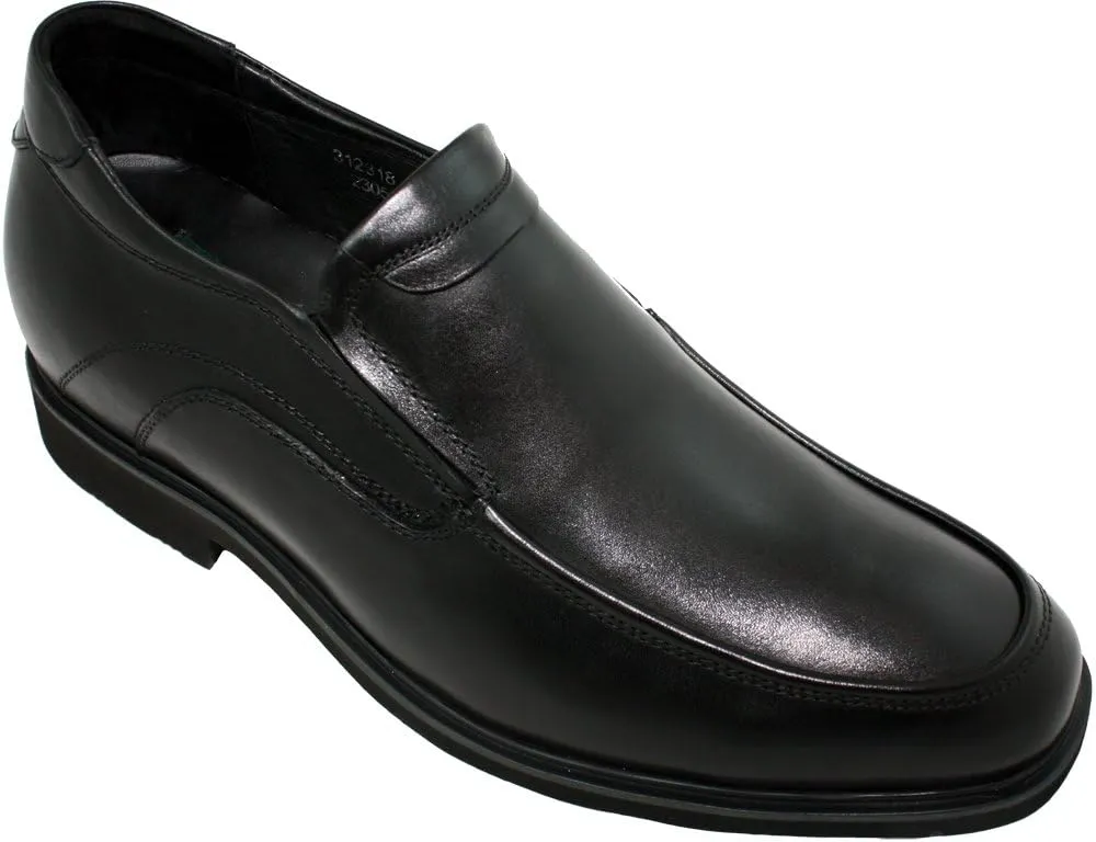 Calden Men's Invisible Height Increasing Elevator Dress Shoes - Black Premium Leather Slip-on Super Lightweight Formal Loafers - 2.8 Inches Taller - K312318 - Size 8 D(M) US