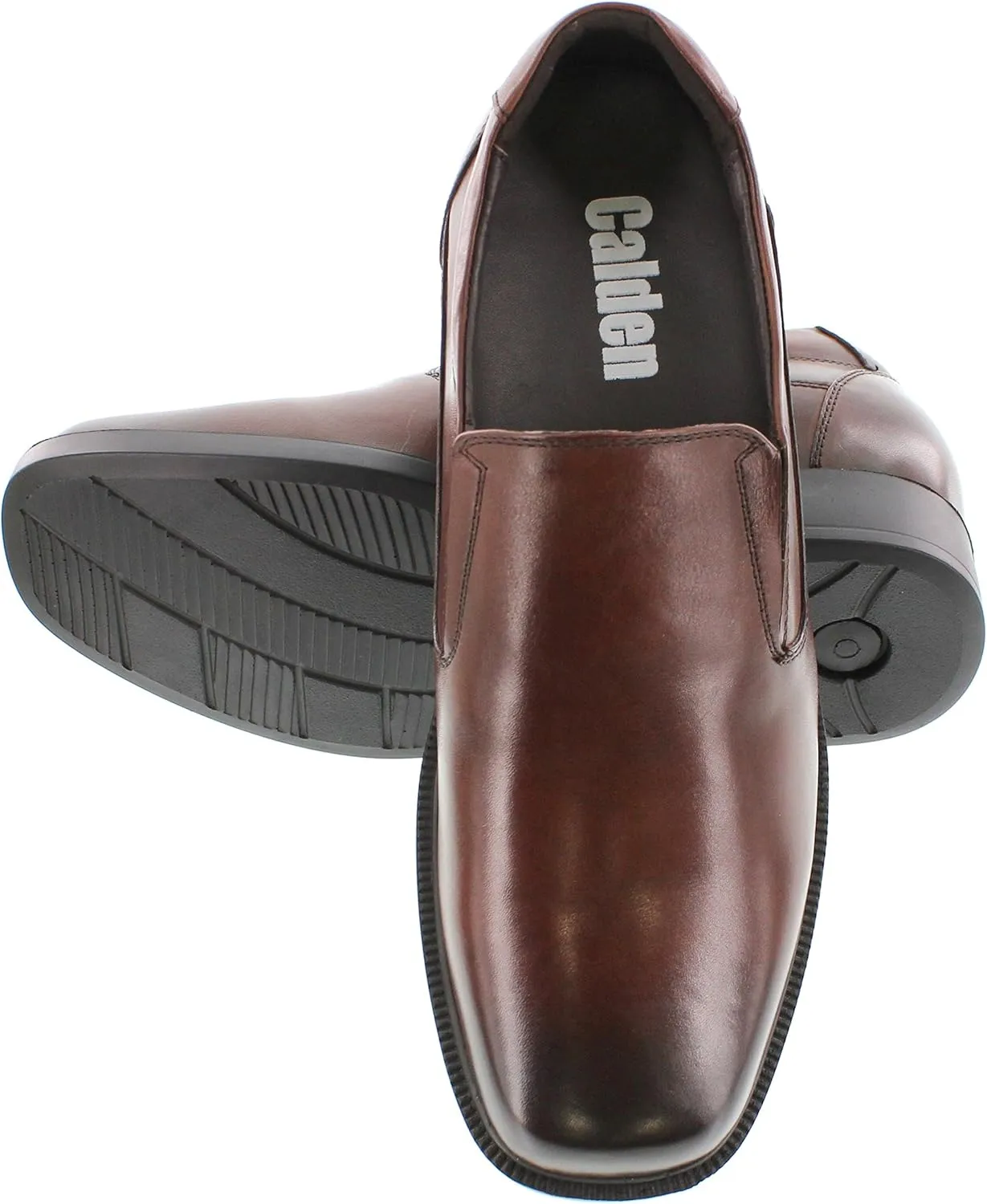 Calden Men's Invisible Height Increasing Elevator Shoes - Dark Brown Leather Slip-on Lightweight Casual Loafers - 3.3 Inches Taller - K31713 - Size 10 D(M) US
