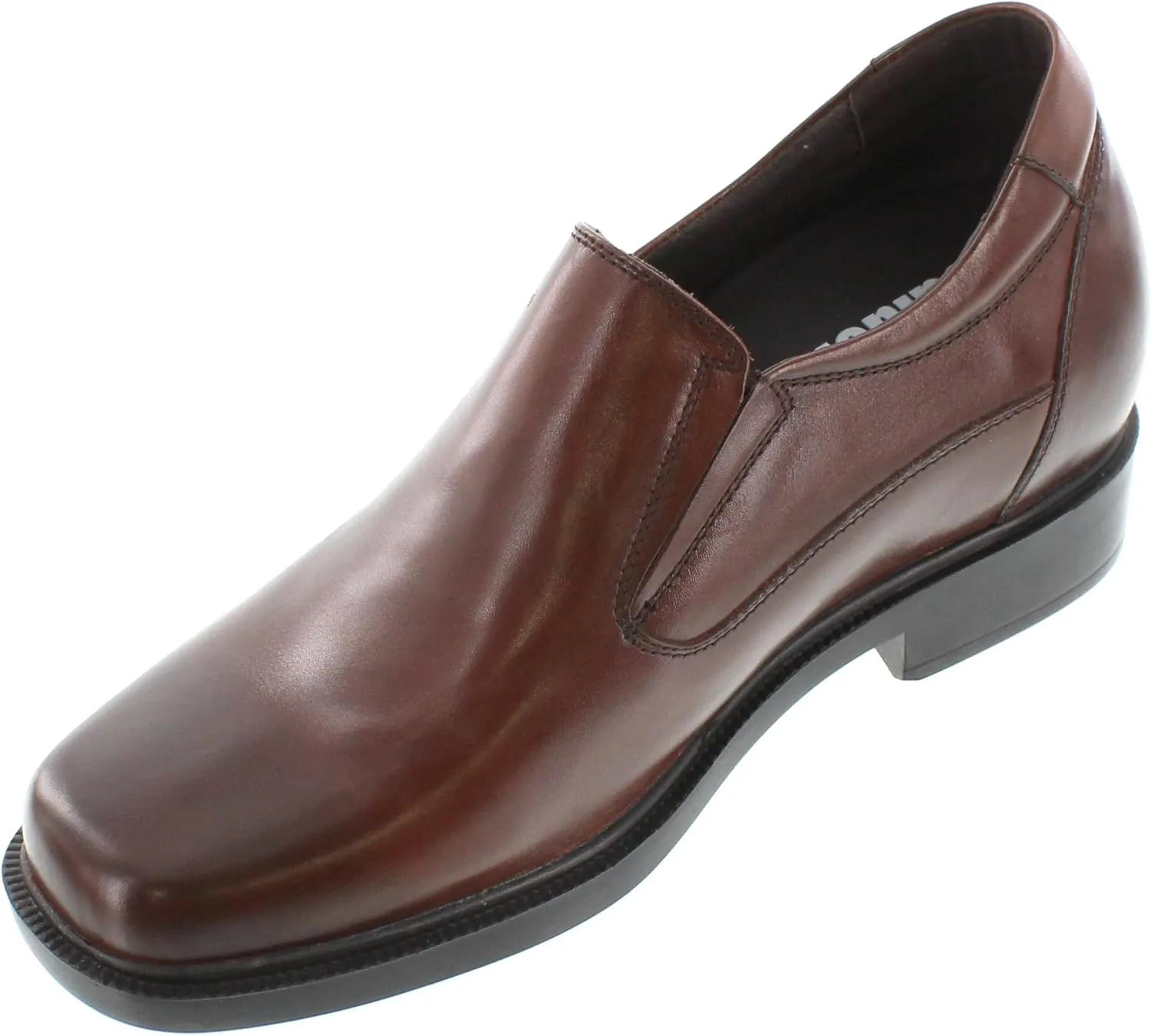 Calden Men's Invisible Height Increasing Elevator Shoes - Dark Brown Leather Slip-on Lightweight Casual Loafers - 3.3 Inches Taller - K31713 - Size 10 D(M) US