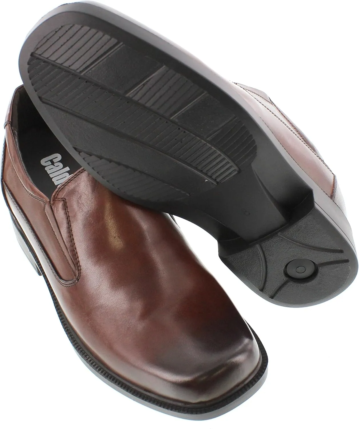 Calden Men's Invisible Height Increasing Elevator Shoes - Dark Brown Leather Slip-on Lightweight Casual Loafers - 3.3 Inches Taller - K31713 - Size 10 D(M) US
