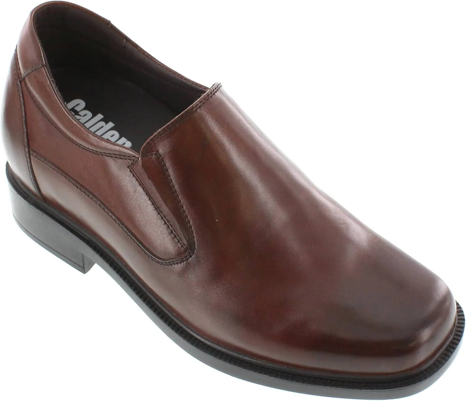 Calden Men's Invisible Height Increasing Elevator Shoes - Dark Brown Leather Slip-on Lightweight Casual Loafers - 3.3 Inches Taller - K31713 - Size 10 D(M) US