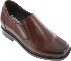 Calden Men's Invisible Height Increasing Elevator Shoes - Dark Brown Leather Slip-on Lightweight Casual Loafers - 3.3 Inches Taller - K31713 - Size 10 D(M) US