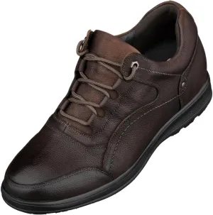 CALTO Men's Invisible Height Increasing Elevator Shoes - Dark Brown Leather Lace-up Lightweight Casual Walkers - 2.8 Inches Taller - K3045- Size 10 D(M) US