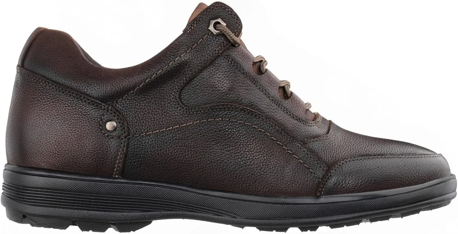 CALTO Men's Invisible Height Increasing Elevator Shoes - Dark Brown Leather Lace-up Lightweight Casual Walkers - 2.8 Inches Taller - K3045- Size 10 D(M) US