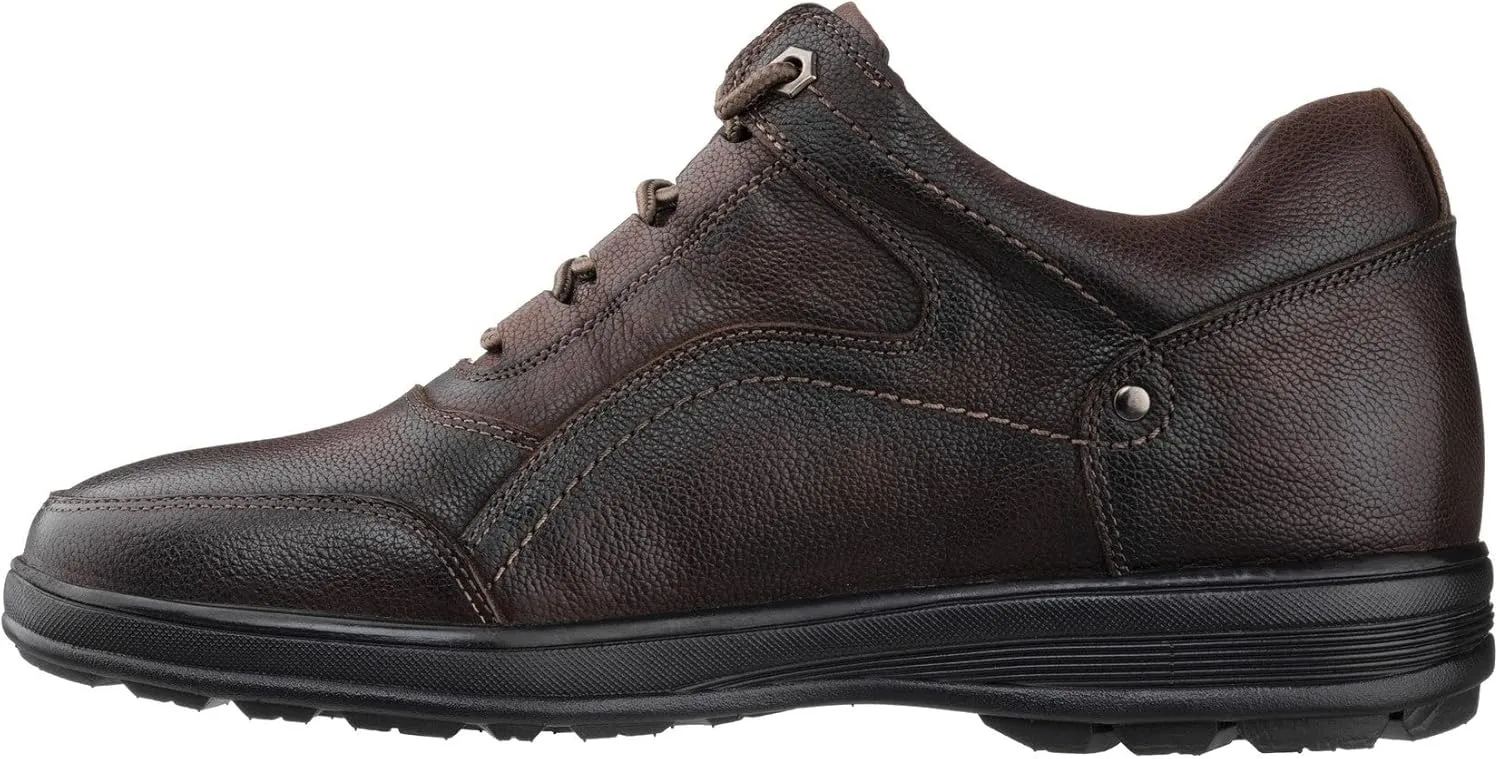 CALTO Men's Invisible Height Increasing Elevator Shoes - Dark Brown Leather Lace-up Lightweight Casual Walkers - 2.8 Inches Taller - K3045- Size 10 D(M) US