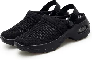 Cathalem Flat Sandals for Women, Mules Clogs for Women Air Cushion Platform Mesh Mules Sneaker Sandals for Female