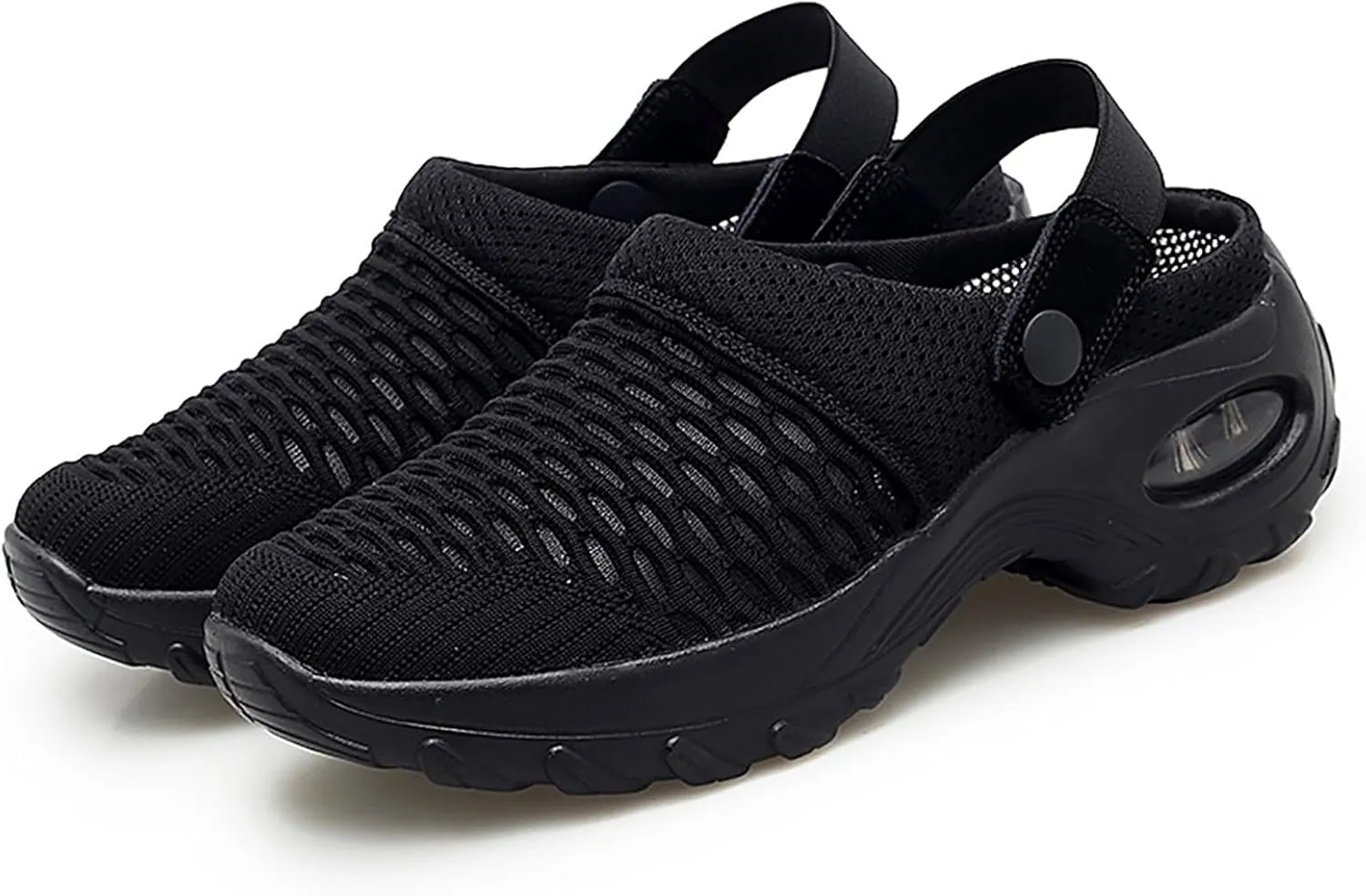 Cathalem Flat Sandals for Women, Mules Clogs for Women Air Cushion Platform Mesh Mules Sneaker Sandals for Female