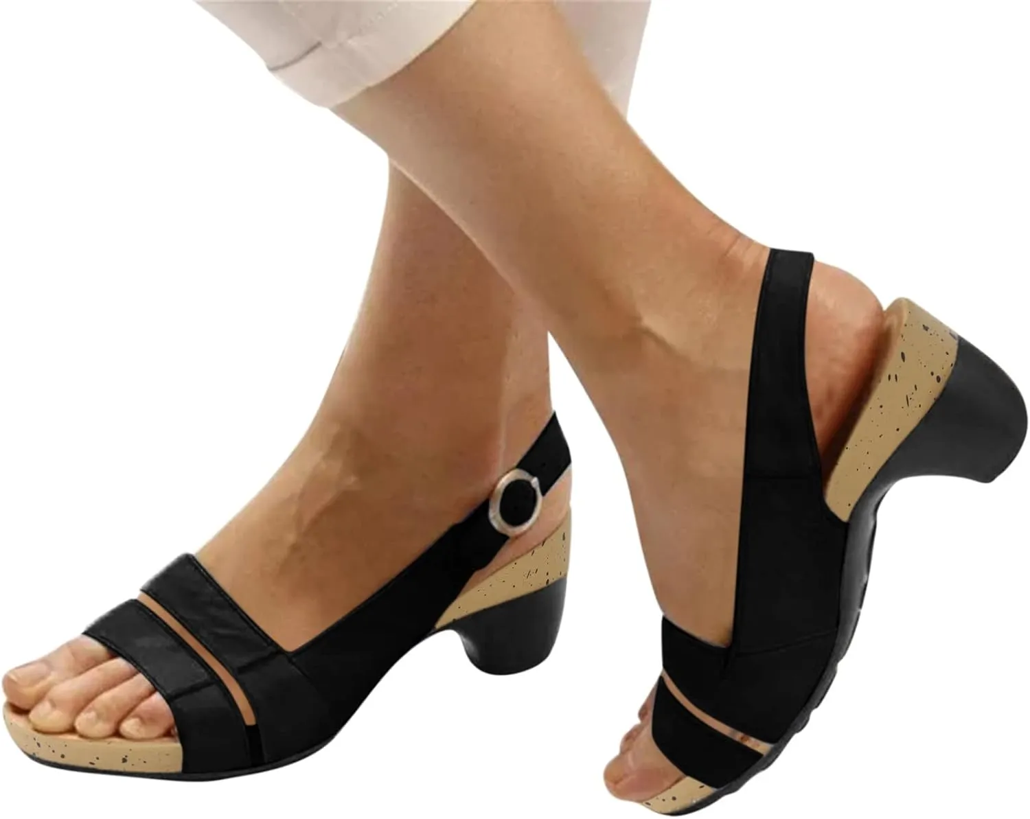 Cathalem Summer Sandals for Women 2024 Wedge Peep Toe Dotmalls Shoes Orthopedic Sandals