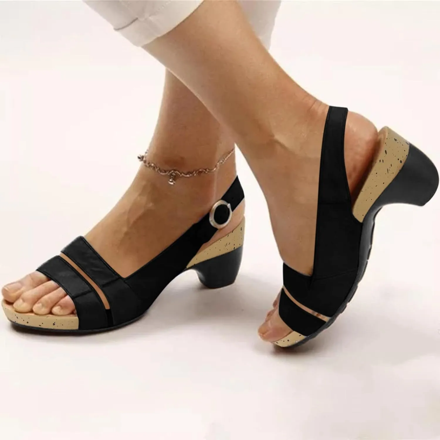 Cathalem Summer Sandals for Women 2024 Wedge Peep Toe Dotmalls Shoes Orthopedic Sandals