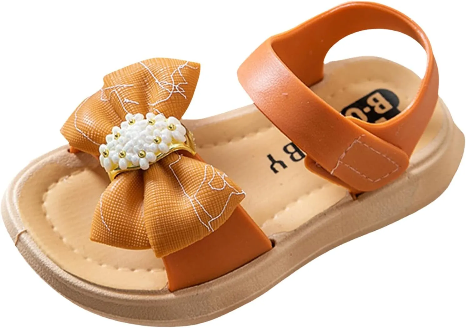 Cbaby Girls Bow 2 Strap Sandals Foam Soft Leather Non Slip Water Shoes Toddler Kids Bump Toe Summer Casual Fashion Sandals