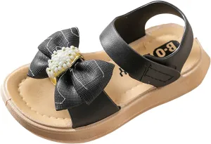 Cbaby Girls Bow 2 Strap Sandals Foam Soft Leather Non Slip Water Shoes Toddler Kids Bump Toe Summer Casual Fashion Sandals