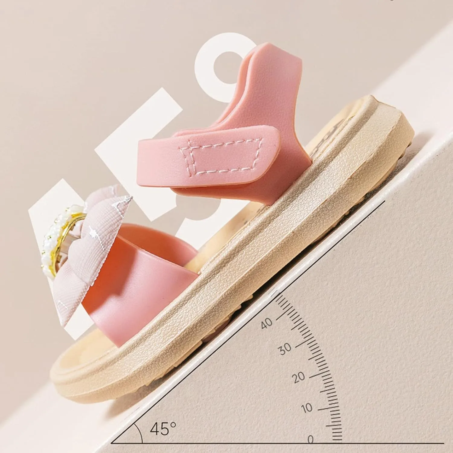 Cbaby Girls Bow 2 Strap Sandals Foam Soft Leather Non Slip Water Shoes Toddler Kids Bump Toe Summer Casual Fashion Sandals
