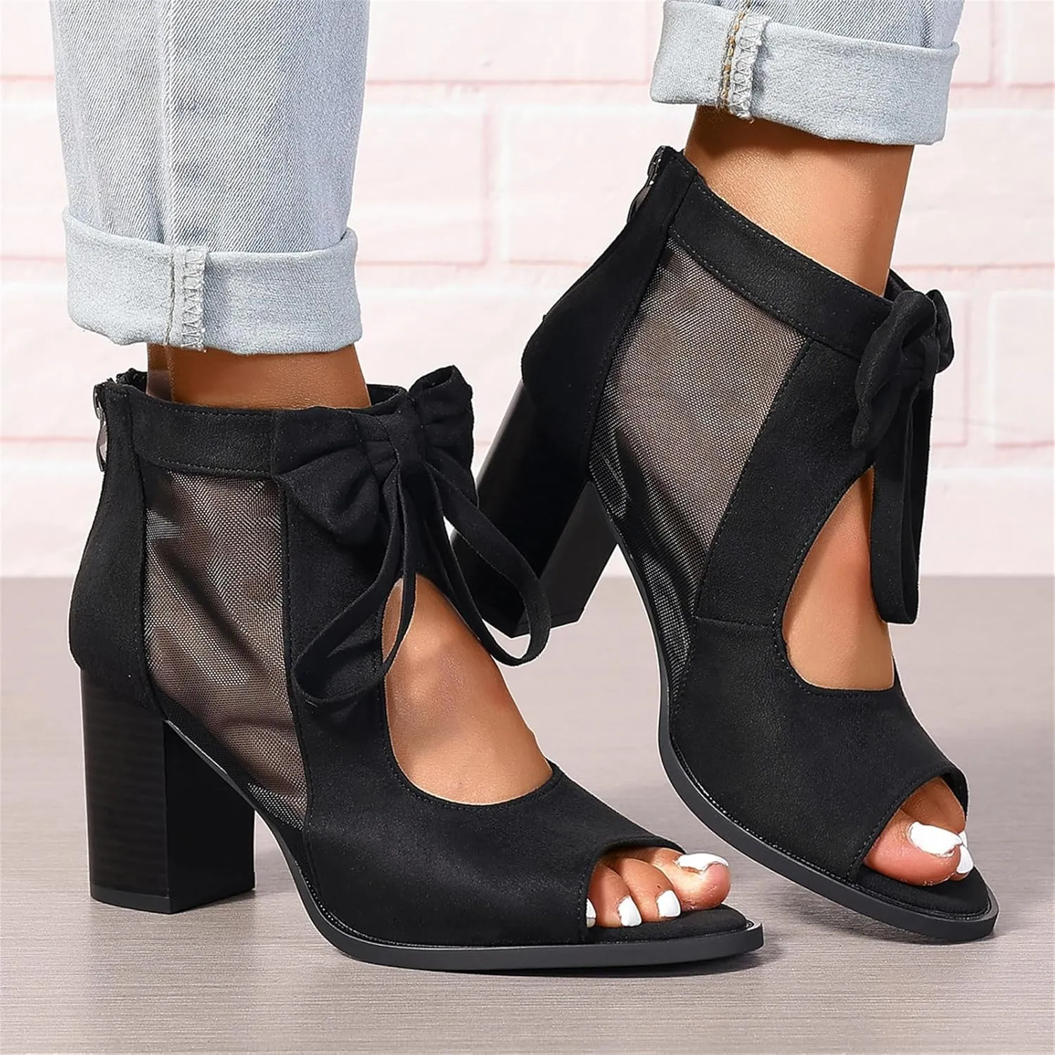 Chunky Heels For Women Dressy Low Heels Classic Open Toe Ankle Strap Block Heel Holiday Party Wedding Pumps Shoes