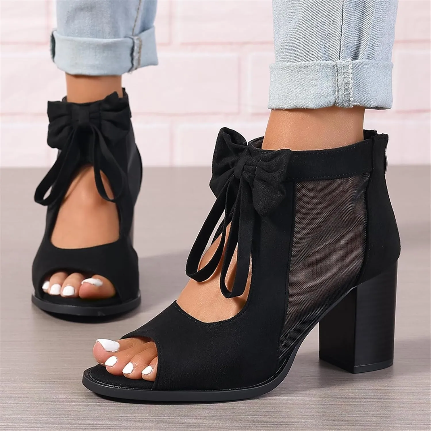 Chunky Heels For Women Dressy Low Heels Classic Open Toe Ankle Strap Block Heel Holiday Party Wedding Pumps Shoes