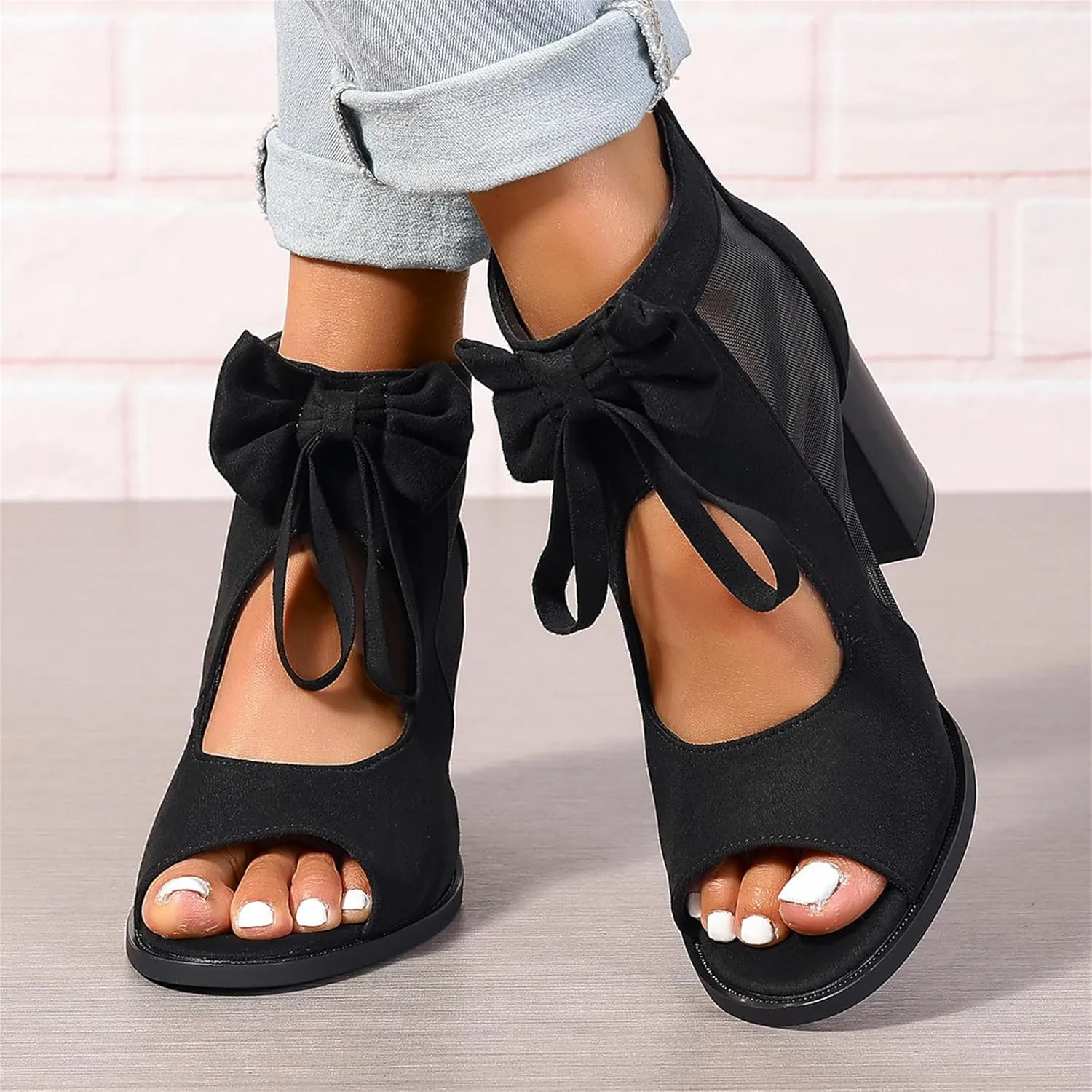 Chunky Heels For Women Dressy Low Heels Classic Open Toe Ankle Strap Block Heel Holiday Party Wedding Pumps Shoes