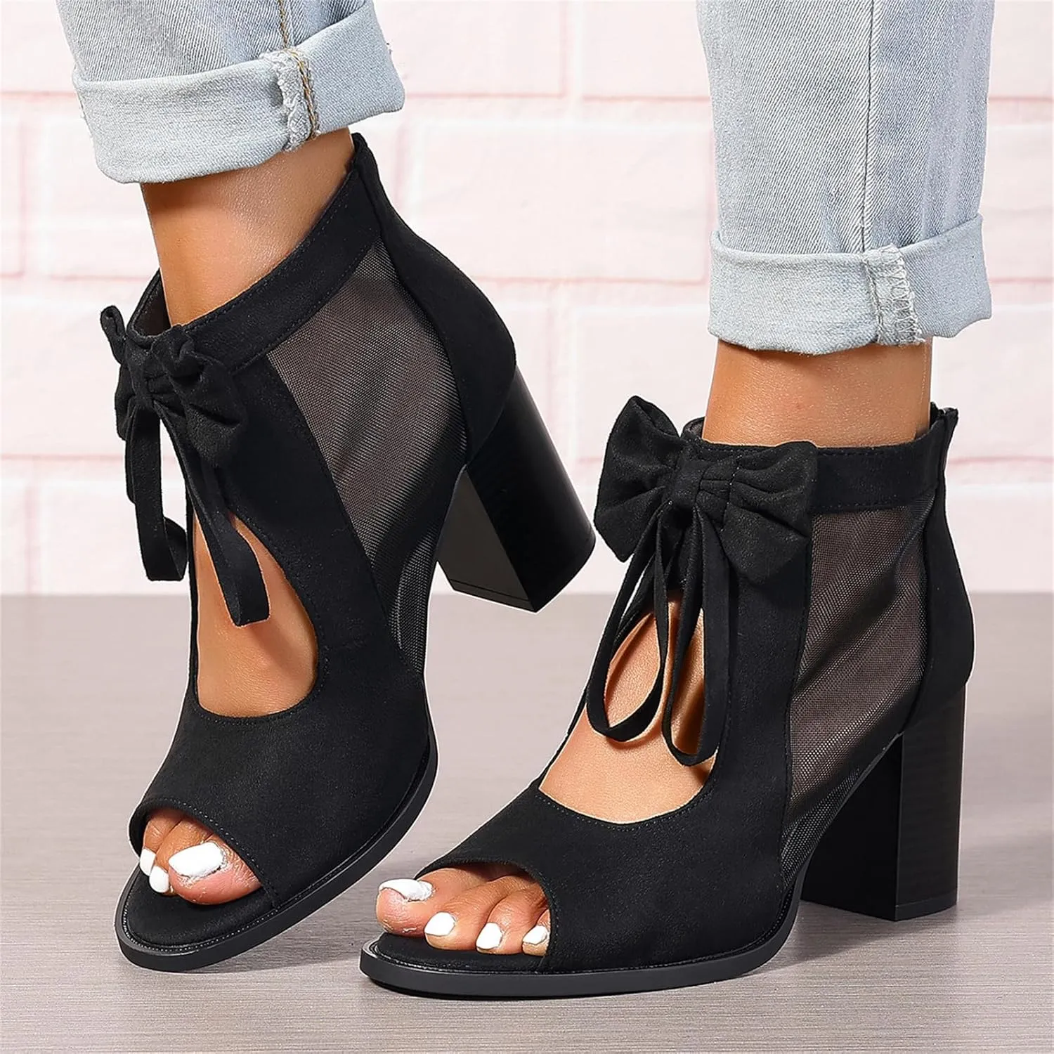 Chunky Heels For Women Dressy Low Heels Classic Open Toe Ankle Strap Block Heel Holiday Party Wedding Pumps Shoes
