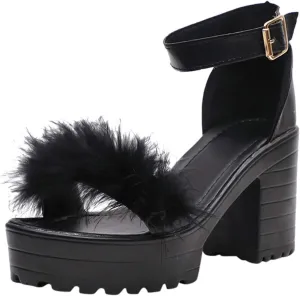 Chunky Heels for Women Platform High Heel Sandals Open Toe Block Heels Shoes Ankle Strap Dress Wedding Party Pumps Shoes