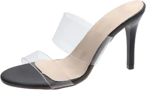 Clear Heels for Women Platform Heeled Stiletto Sandals Round Open Toe Slip on Heels Sexy Party High Heels Slippers