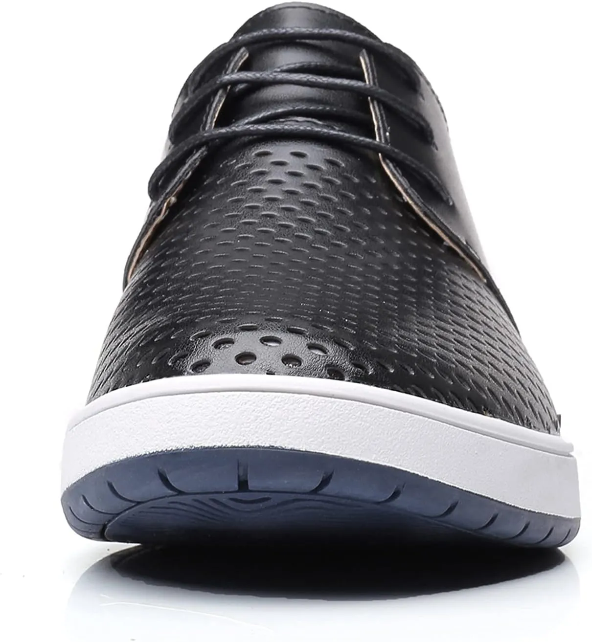Comfortable Black Business Casual Shoes for Men Style Men's Summer Leather Solid Summer Shoes Breathable Business Leisure Hollow Men's leather shoes Black Dress Shoes Slip Ons for Men