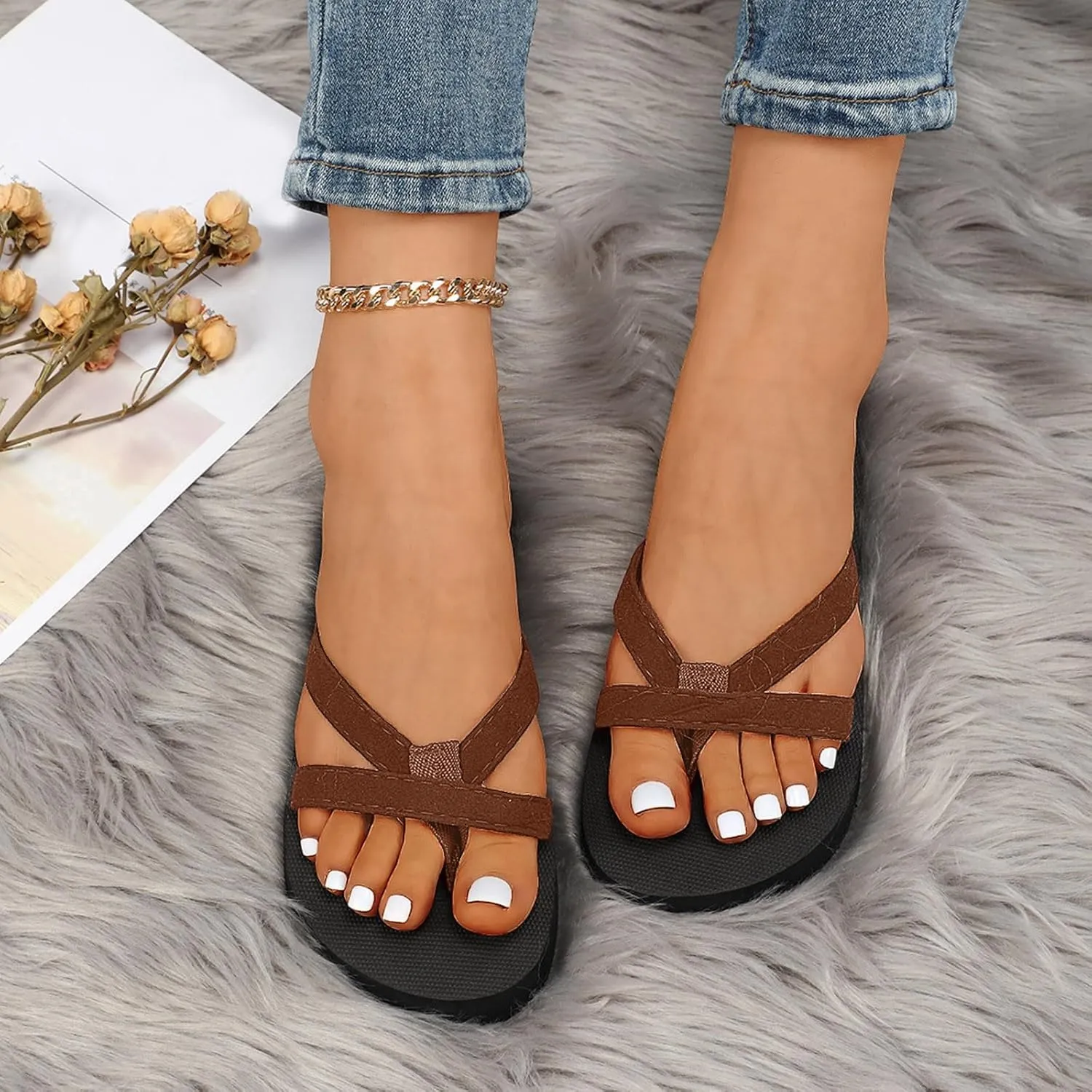 Comfortable Fashion Beach Cute Ladies Slides Women's Shoes Slippers Open Toe Wedges Beach Flip Flops Massage Fashion