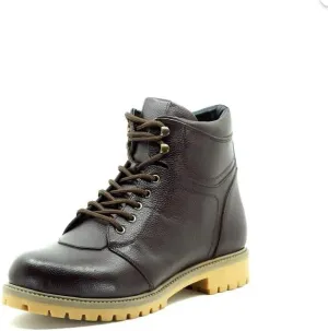 DALGALA Men's Big Size Brown Leather Handmade Casual Boots Lace up Comfortable Boots