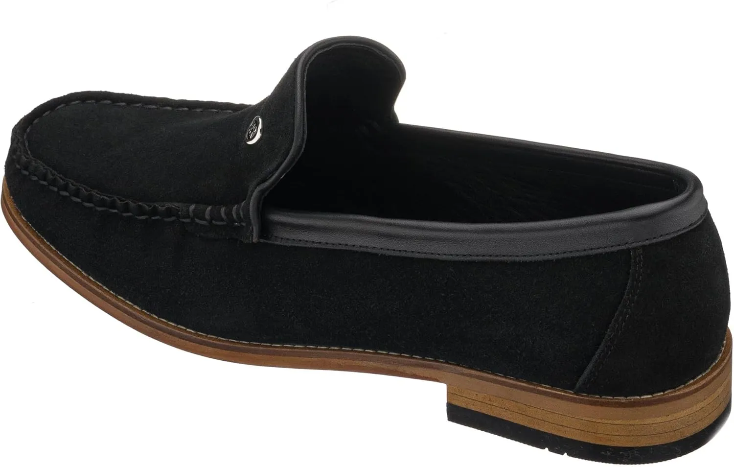 DALGALA Men's Black Genuine Suede Handcrafted Penny Loafers Slip on Casual Shoes