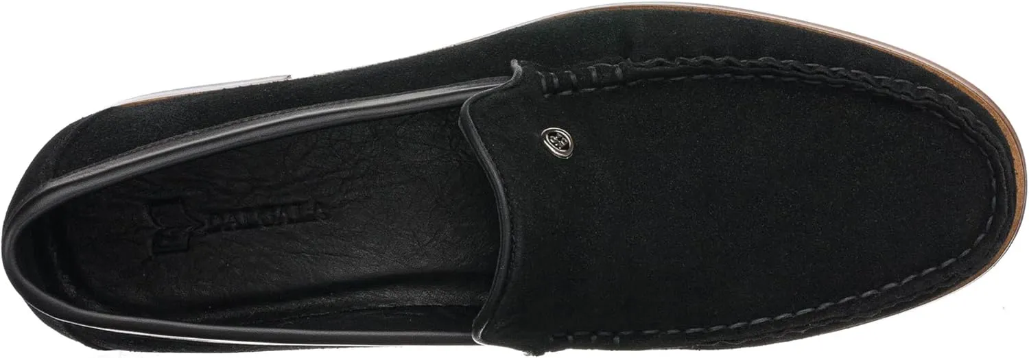 DALGALA Men's Black Genuine Suede Handcrafted Penny Loafers Slip on Casual Shoes