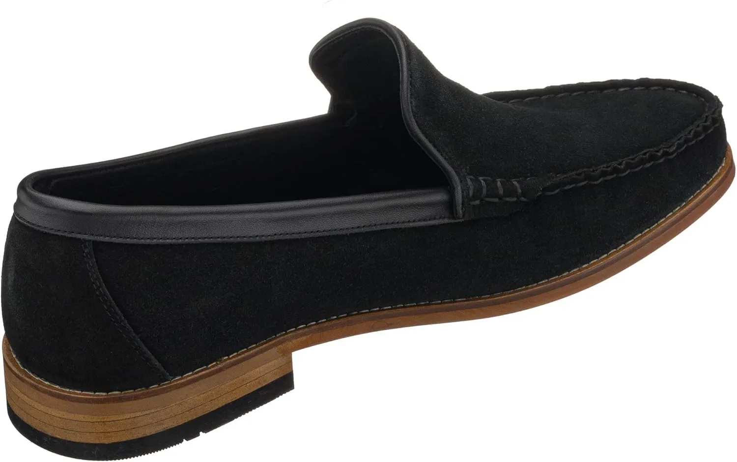 DALGALA Men's Black Genuine Suede Handcrafted Penny Loafers Slip on Casual Shoes
