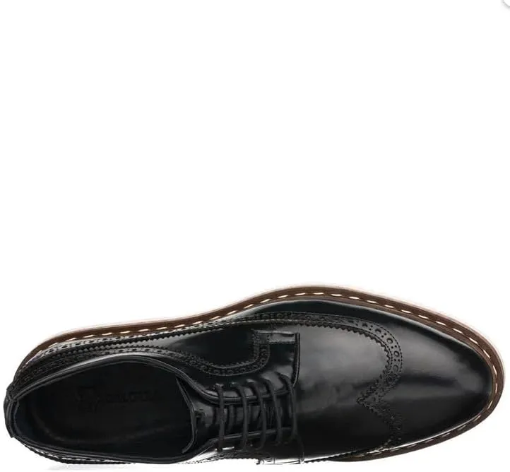 DALGALA Men's Black Leather Handcrafted Leightweight Oxford Shoes Lace up Brogue Shoes Mens Casual Shoes