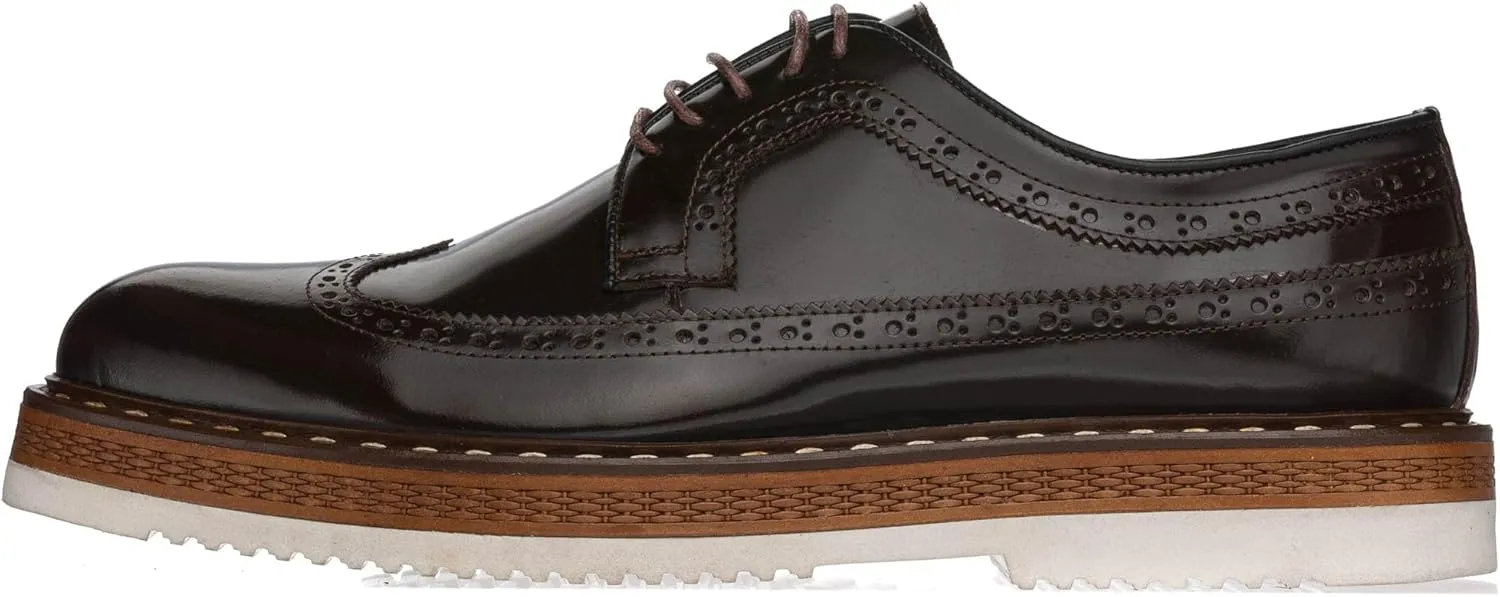 DALGALA Men's Brown Leather Handcrafted Leightweight Oxford Shoes Lace up Brogue Shoes Mens Casual Shoes