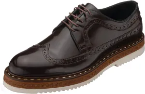 DALGALA Men's Brown Leather Handcrafted Leightweight Oxford Shoes Lace up Brogue Shoes Mens Casual Shoes
