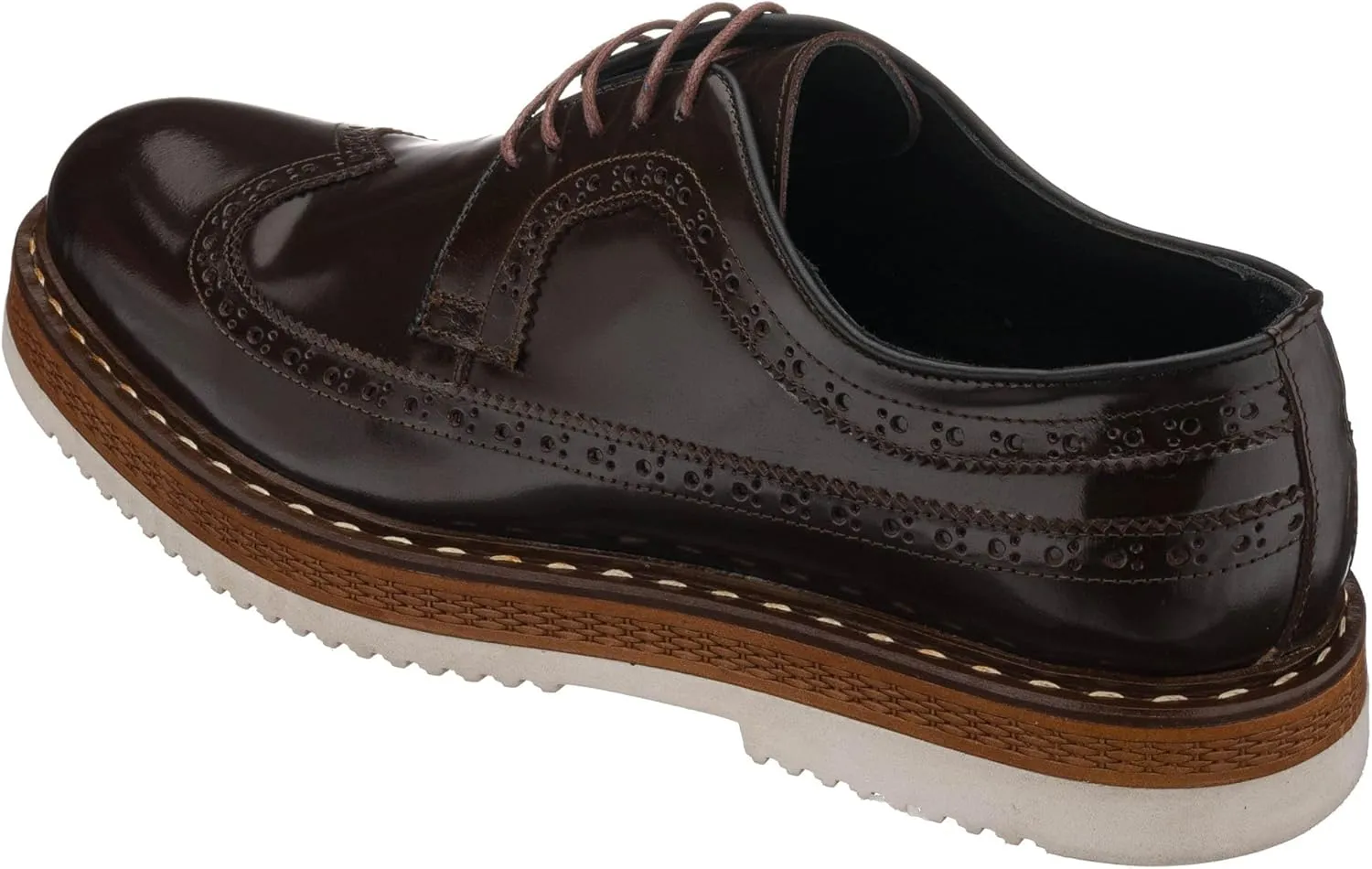 DALGALA Men's Brown Leather Handcrafted Leightweight Oxford Shoes Lace up Brogue Shoes Mens Casual Shoes