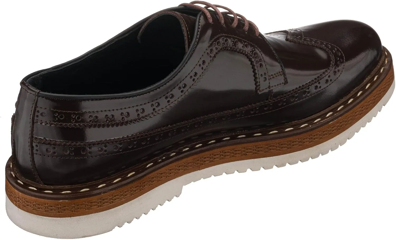 DALGALA Men's Brown Leather Handcrafted Leightweight Oxford Shoes Lace up Brogue Shoes Mens Casual Shoes