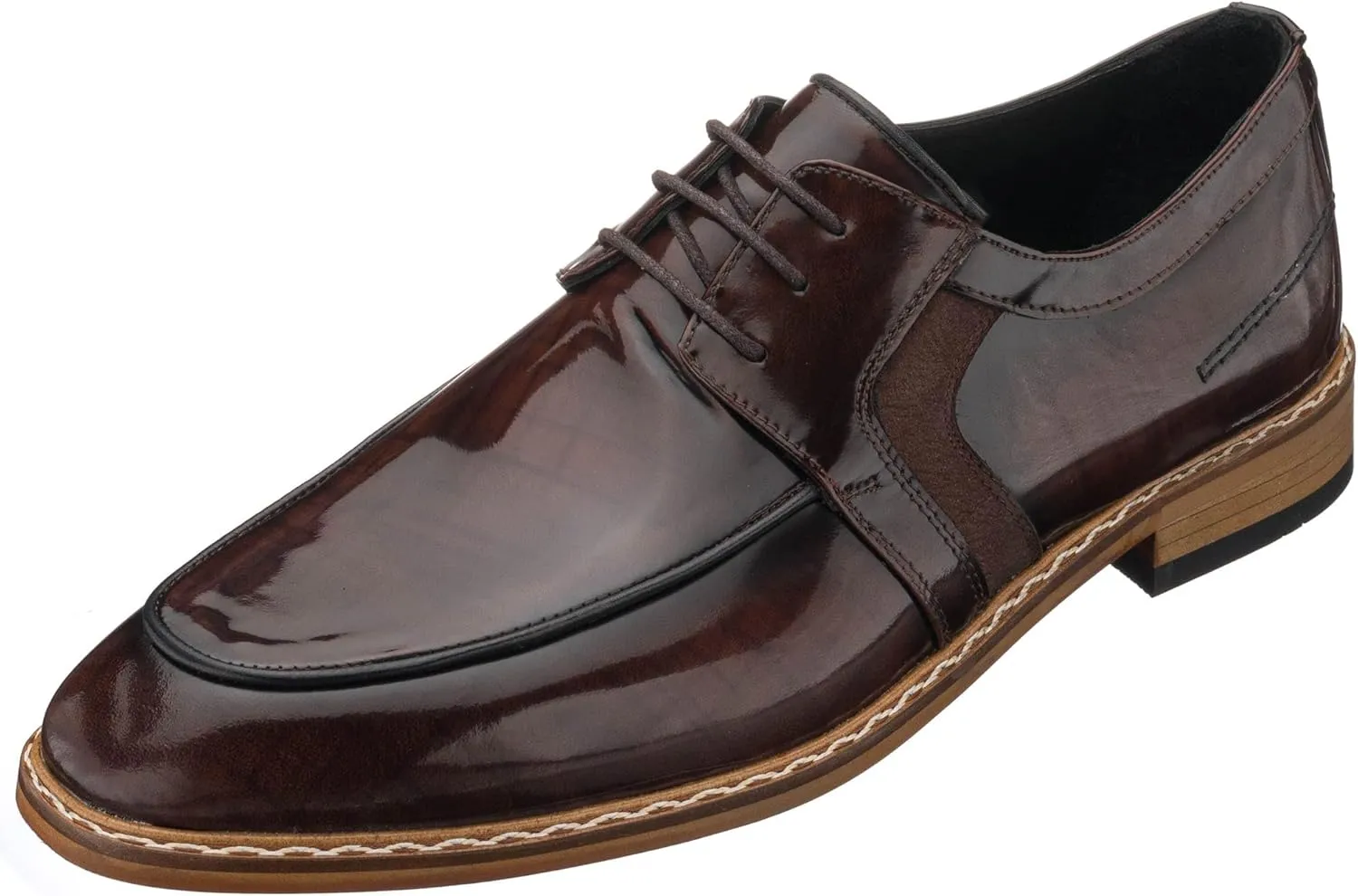 DALGALA Men's Brown Printed Leather Handcrafted Oxford Shoes Lace up Shoes Mens Derby Shoes Formal Dress Shoes
