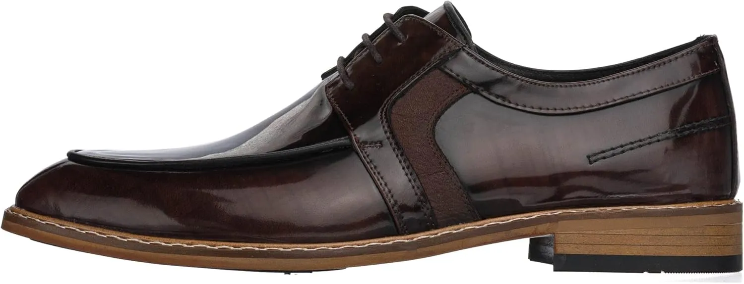 DALGALA Men's Brown Printed Leather Handcrafted Oxford Shoes Lace up Shoes Mens Derby Shoes Formal Dress Shoes
