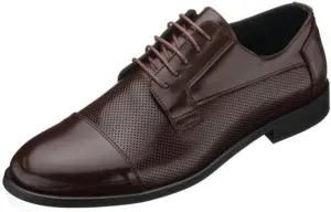 DALGALA Men's Dark Brown Leather Big Size Handmade Captoe Formal Dress Shoes